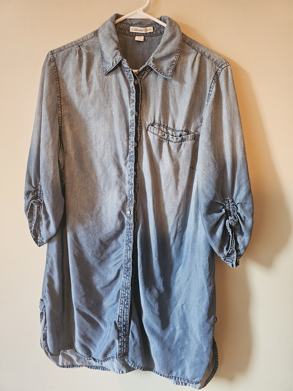 Light Blue Denim Shirt - Casual Women's Button-Up